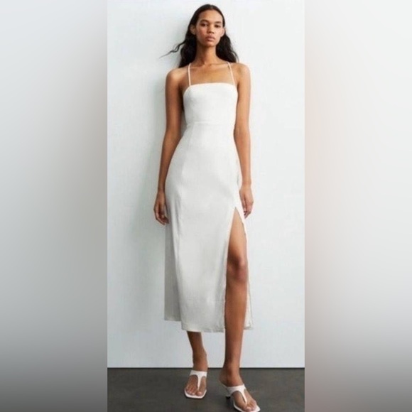 Strappy Ivory Linen Blend Zara Dress - Picture 2 of 7
